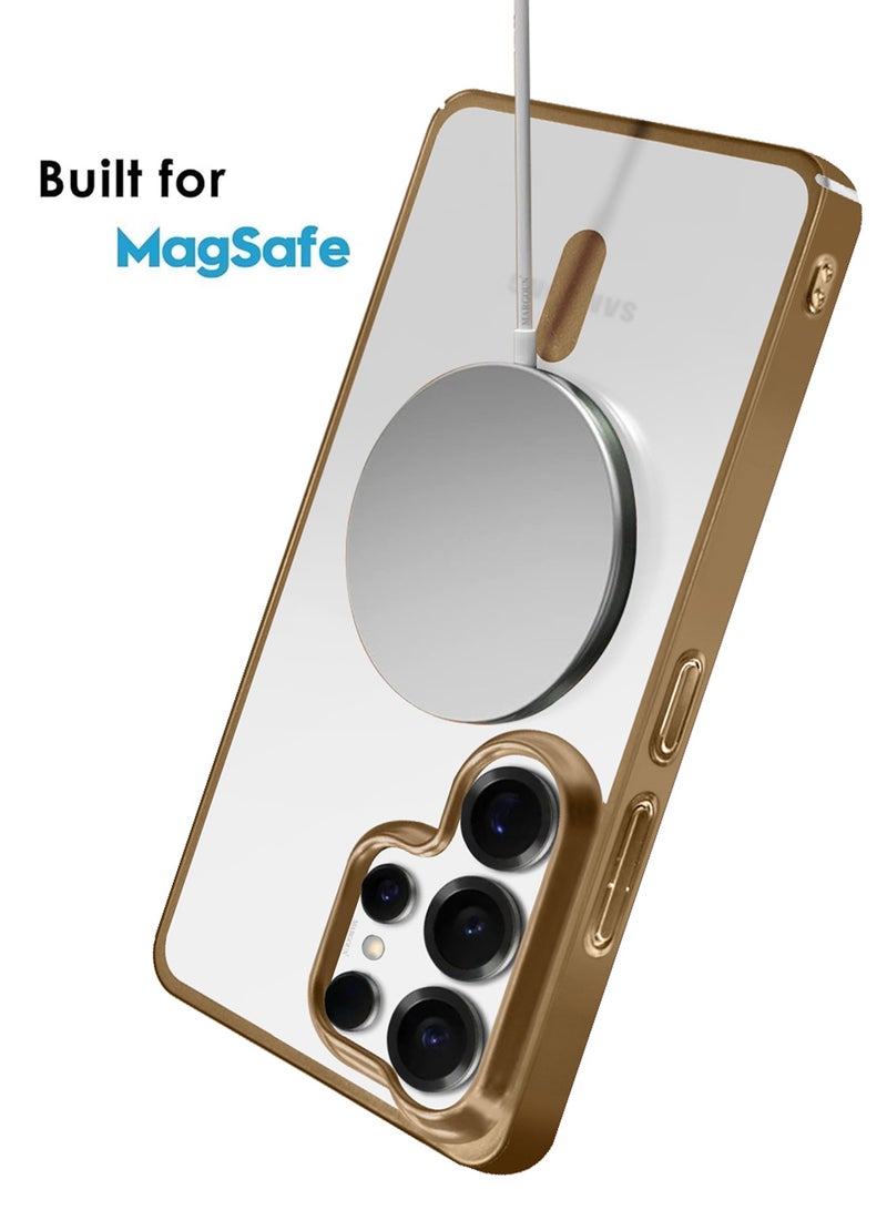 CATANES Electroplated Magnetic Transparent Case for S26 Ultra - Camera Guard and Shock-Resistant Frame with 3D Screen Protector - Desert Gold - Image 5